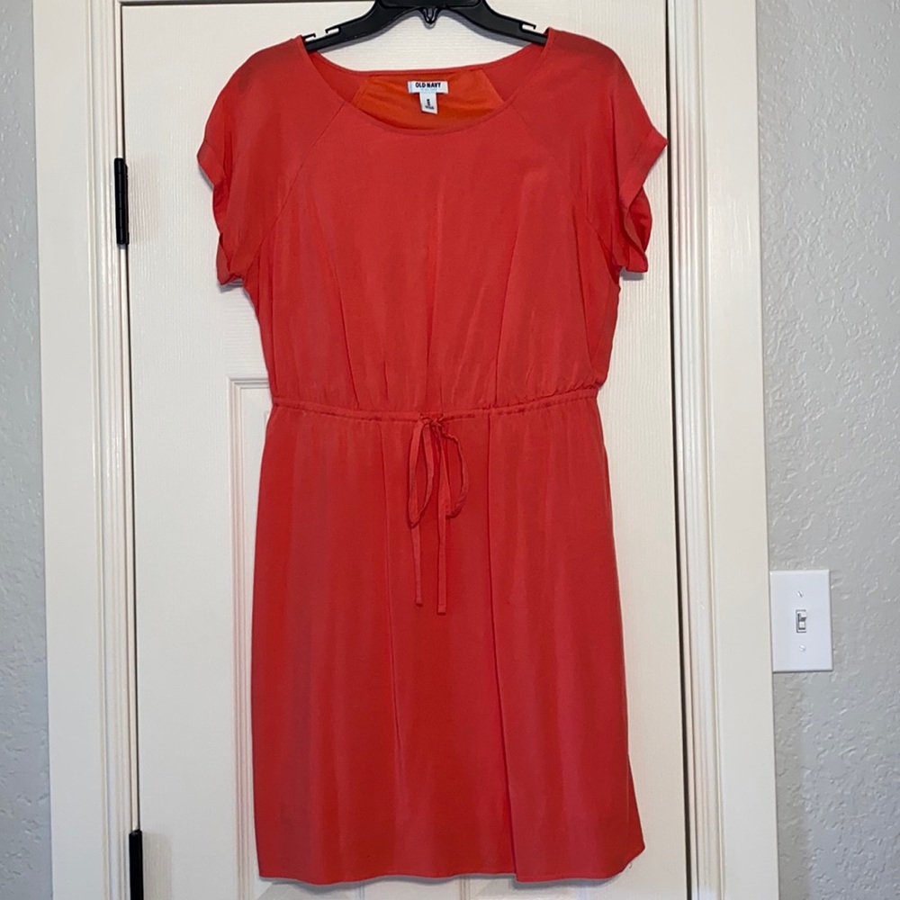 Old Navy Coral Tie Waist Dress